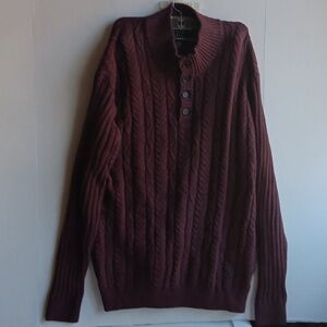 JOS A. BANK MAROON CABLE KNIT SWEATER
